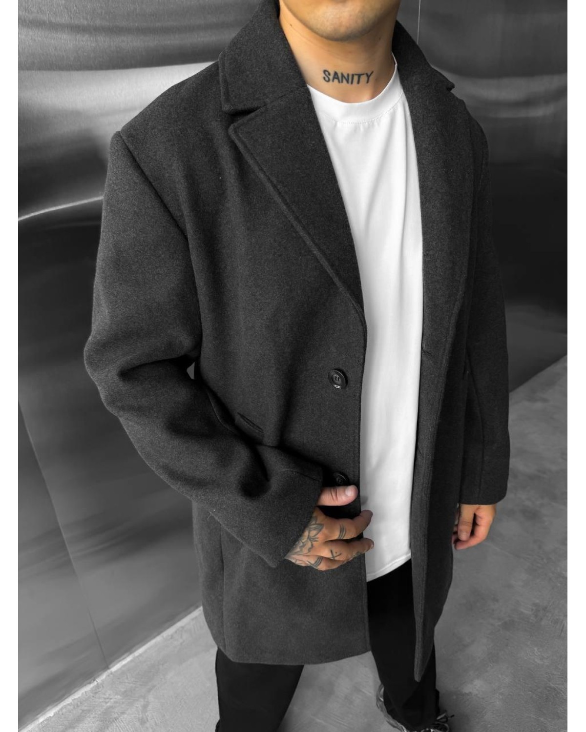 Чоловіче пальто - графітове Чоловіче пальто - графітове