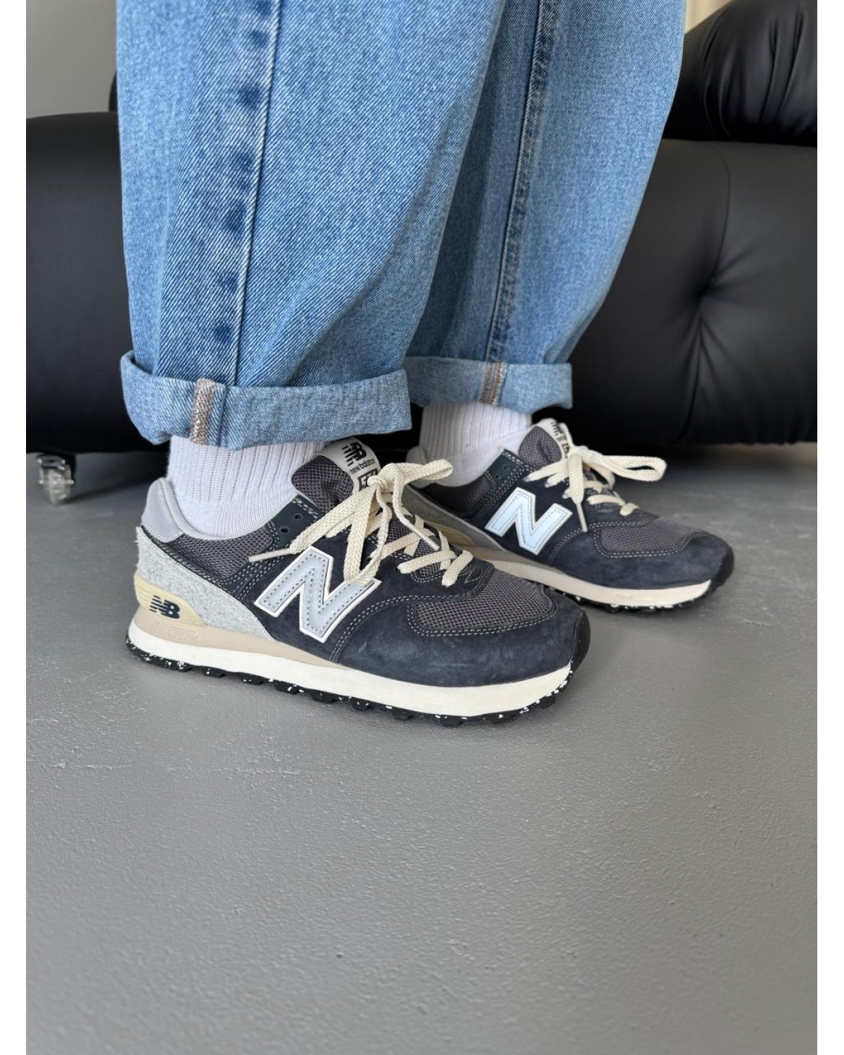 New Balance 574 Dark Grey Beige New Balance 574 Dark Grey Beige