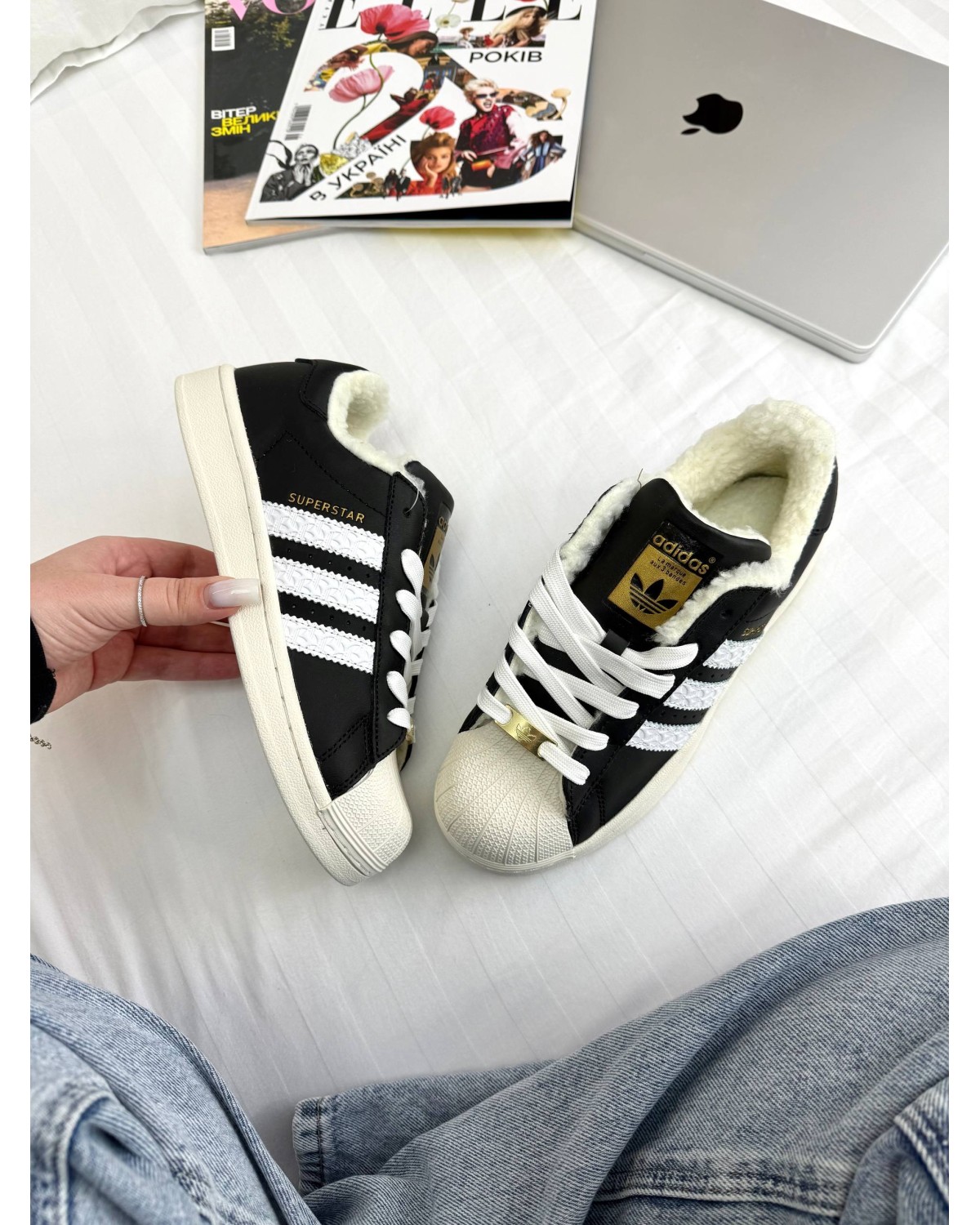 Adidas Superstar Black White Vintage WInter Fur Adidas Superstar Black White Vintage WInter Fur