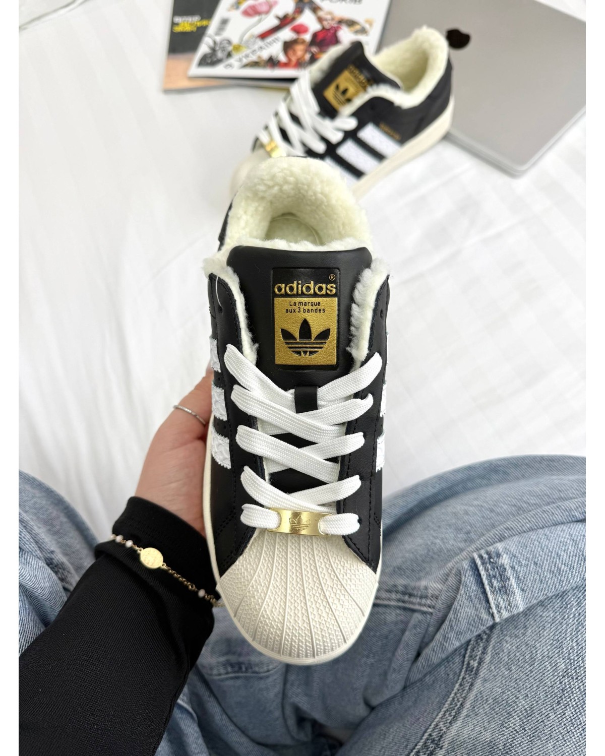 Adidas Superstar Black White Vintage WInter Fur Adidas Superstar Black White Vintage WInter Fur