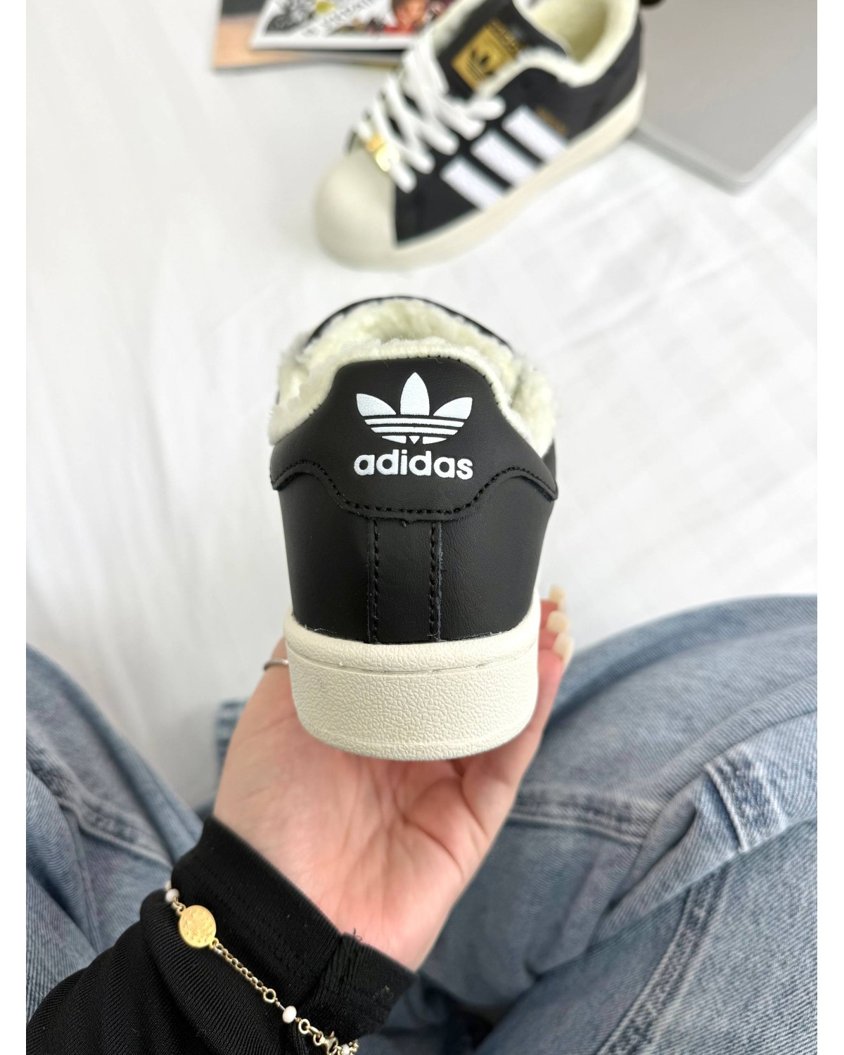 Adidas Superstar Black White Vintage WInter Fur Adidas Superstar Black White Vintage WInter Fur